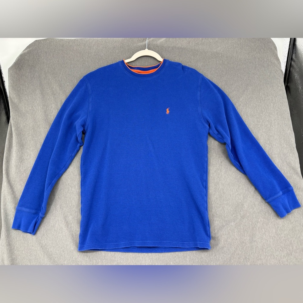Polo Ralph Lauren Mens L Thermal Waffle Knit Sleepwear Long Sleeve Cotton Shirt